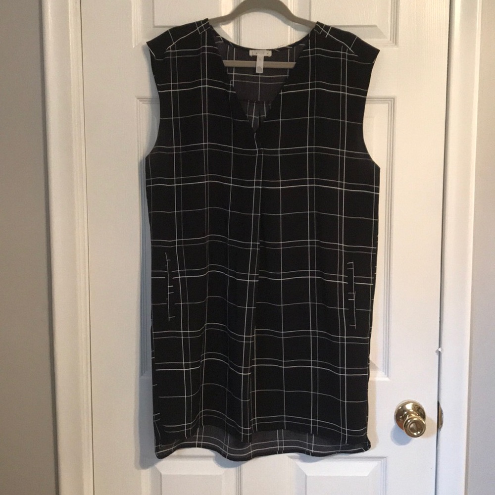 LEITH Windowpane Tunic Dress